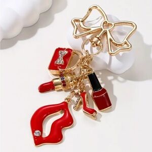 Chic Red Lip & High Heel Keychain - NEW Fashionable Metal Bowtie + moreCharms